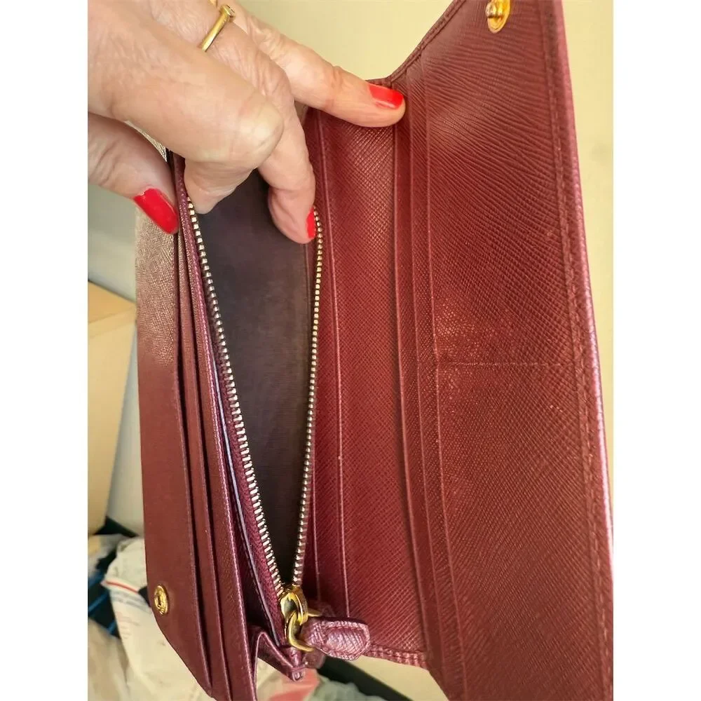 Prada Women's Red Saffiano Leather Long Wallet with COA - Picture 10 of 10